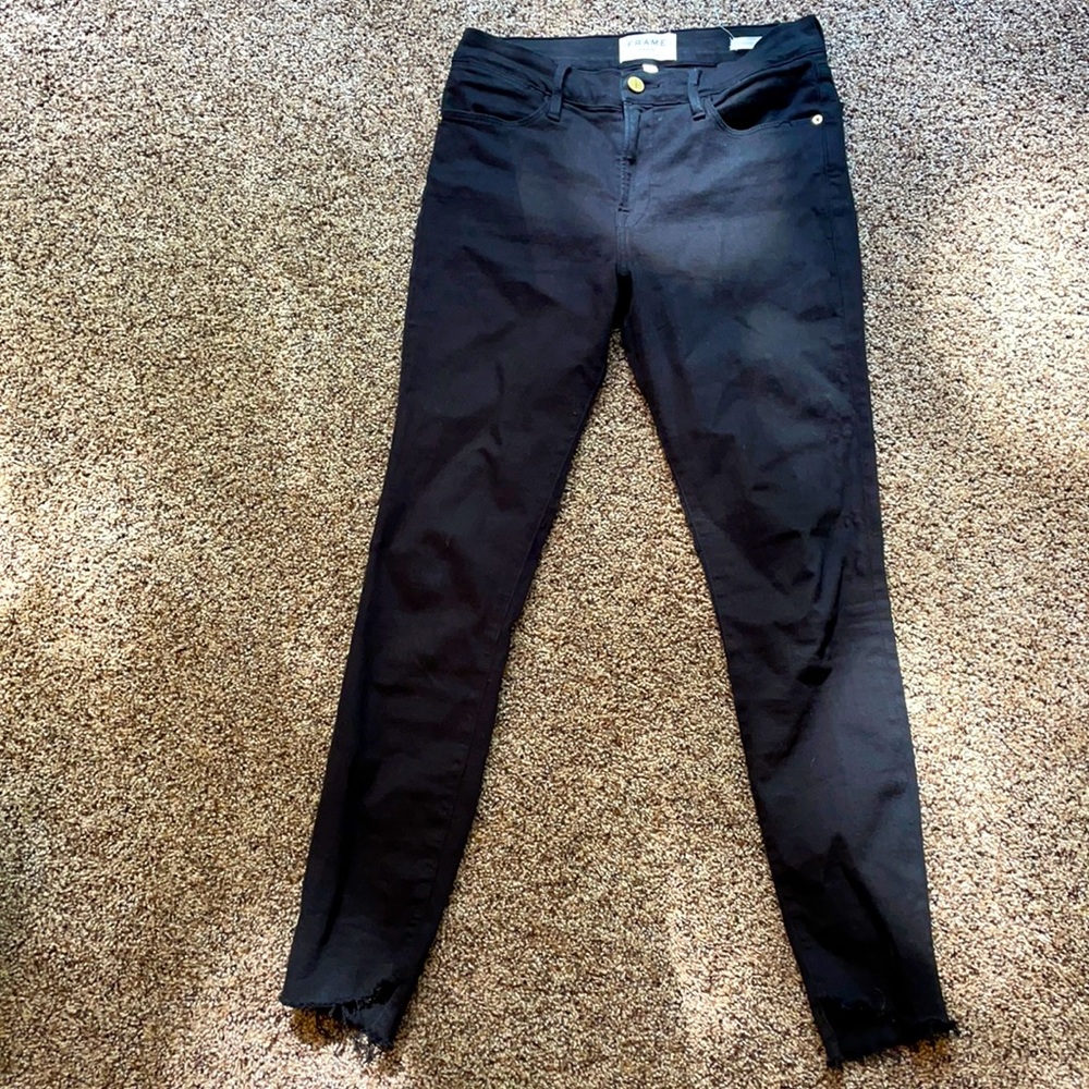 Frame denim women’s 29 black skinny jeans EUC